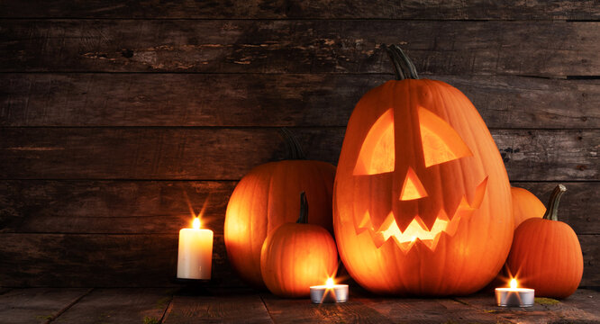 Halloween pumpkins and candles