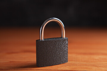 lock on a wooden table