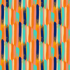 Vector Retro naadloos patroonontwerp - kleurrijke nostalgische herhalen abstracte achtergrond voor textiel, behang en inpakpapier. Decoratief ornament in vintage design vlakke stijl