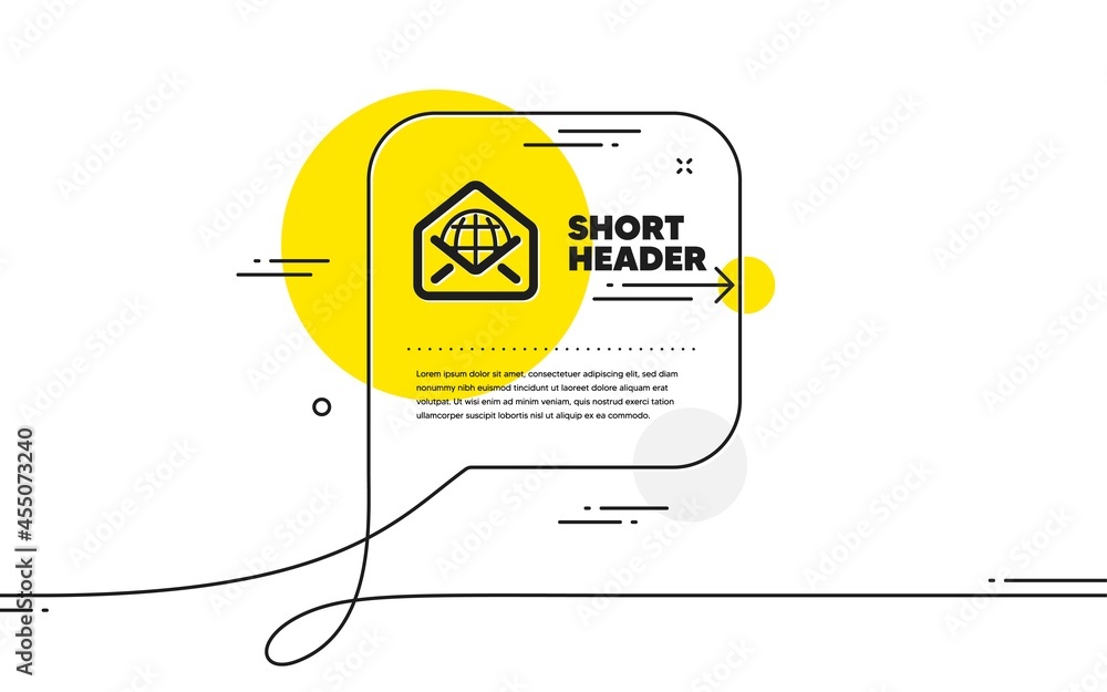 Poster web mail icon. continuous line chat bubble banner. message correspondence sign. e-mail symbol. web m
