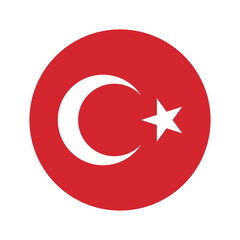 Obraz premium Colored Turkey flag. Vector illustration of circle Turkey flag