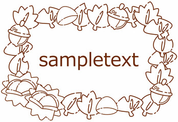 秋の葉っぱと木の実のフレーム