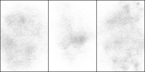 Set of distressed black texture. Dark grainy texture on white background. Dust overlay textured. Grain noise particles. Rusted white effect. Halftone vector illustration, Eps 10.