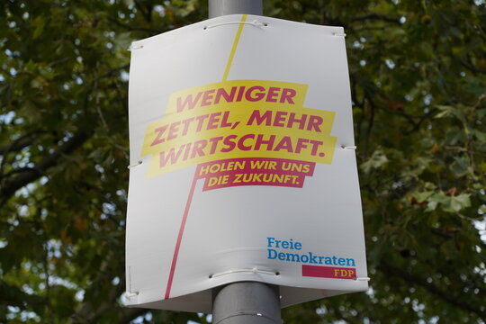 Wahlplakat der FDP in Berlin am 05.09.2021