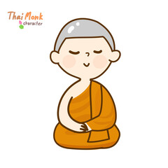 Cartoon thai monk character vector.