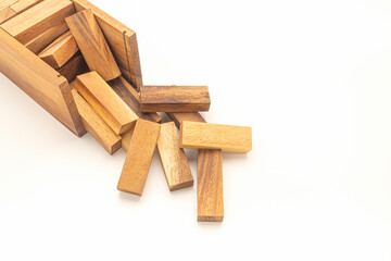 Table game made of wooden blocks isolated on a white background. Space for text