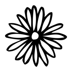 Simple vector flower doodle. Hand drawn outline icon. Floral illustration isolated on white background. For print, web, design, decor, logo. 