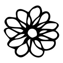 Simple vector flower doodle. Hand drawn outline icon. Floral illustration isolated on white background. For print, web, design, decor, logo. 