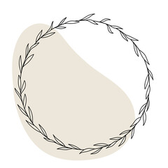 Floral frame, laurel wreath. Botanical vector border for your design. Logo and branding. Outline. Hand drawn