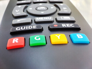 Red, Green, Yellow and Blue button on a remote controller