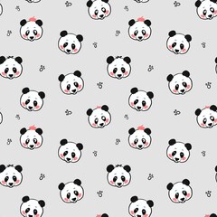 Seamless pattern with pandas . Print for children's clothing, objects, fabrics. The raster illustration is drawn in the kartun style.