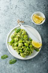 Healthy vegan edamame beans dip