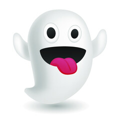 Ghost Creature Emoji Icon Illustration Sign. Halloween Ghoul Vector Symbol Emoticon Design Vector Clip Art.