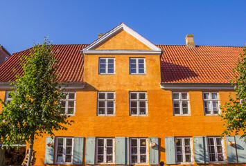 Typical dansih house in the historic center of Christiansfeld, Denmark