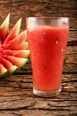 Delicious homemade water melon smoothie , healthy beverages background.