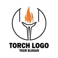vector illustration of a torch with circular edges good for brand label stamps etc