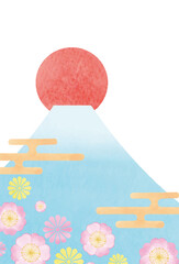 富士山の年賀状テンプレート3