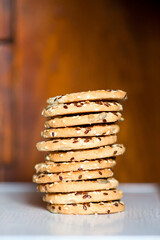 Healthy eating. Cookies with cereals, sesame seeds and seeds.	