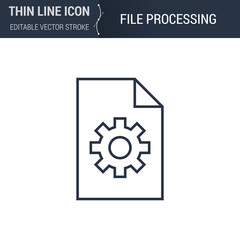 Symbol of File Processing Thin Line Icon of 3D Printing and Modeling Set. Stroke Pictogram Graphic Suitable for Infographics. Editable Vector Stroke. Premium Mono Linear Plain Laconic Logo