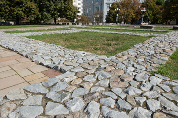 Obraz premium The foundation of the Tithes Church in Kiev, the first stone Orthodox church in Russia, erected by Vladimir Svyatoslavich in 989-996 in Kiev Detinets