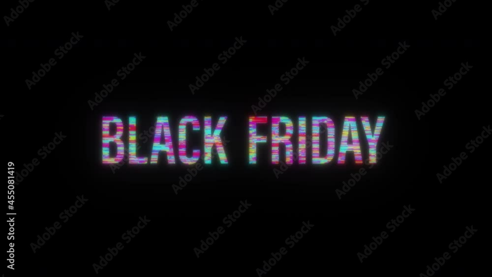 Poster special offer black friday super sale colorful text word flicker light animation loop with glitch te