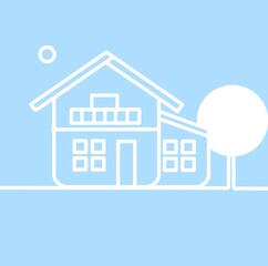illustration of a house blue color 