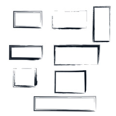 Vector set hand-drawn rectangle. Text box and frames