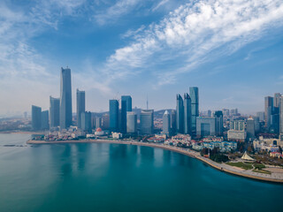 Fototapeta na wymiar Aerial photography of Qingdao Fushan Bay architectural landscape skyline