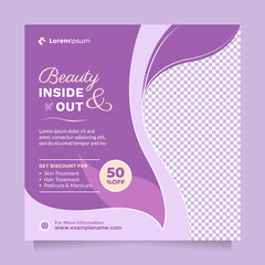 Beauty care service concept social media post and banner template. Creative promotion design concept of professional hair spa, hair mask, hair style, cosmetic sale or promotion, skin treatment, etc