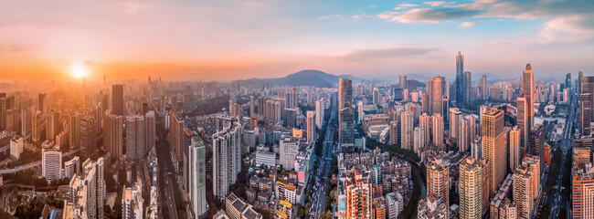 Fototapeta premium Aerial photography of Guangzhou city architecture skyline