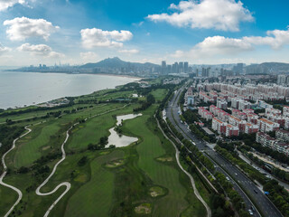 Aerial photography of Qingdao Coastline Golf Course