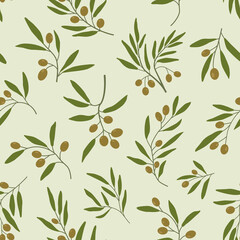 Seamless vector pattern with olive branches. Pattern for wallpaper, beautiful packaging.