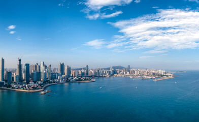 Fototapeta premium Aerial photography of Qingdao Fushan Bay architectural landscape skyline