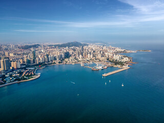 Aerial photography of Qingdao Fushan Bay architectural landscape skyline