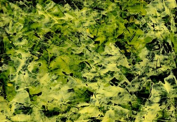 Bright Decorative Abstract Yellow on Black Grunge Plaster Background On The Wall