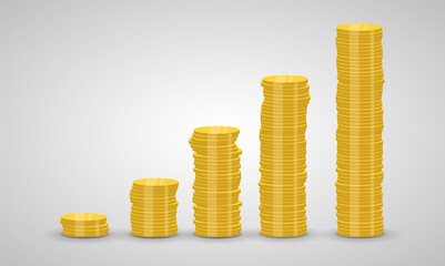 Stack of coins rising - concept of money growth and investment