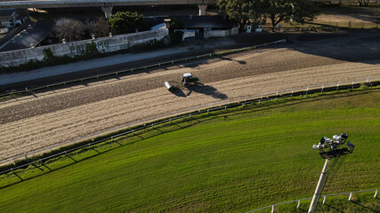 Soil preparation for on season race course season Buenos Aires aerial