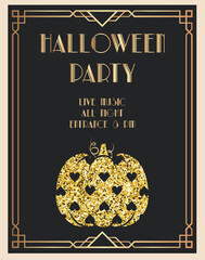 Halloween art-deco style design for ticket, banner, flyer and etc. - obrazy, fototapety, plakaty