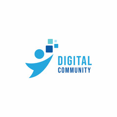 Digital Community network Technology Logo emblem Icon. connection People Vector Modern Symbol. Media social App for Company