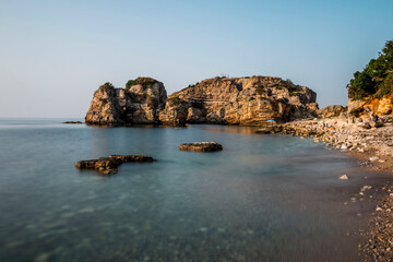 The rocky coast of Bagirganli village of Kandira district. Kocaeli