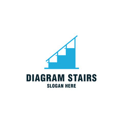 Diagram stairs logo template on modern style