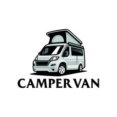 camper van - RV - motor home isolated logo vector  - obrazy, fototapety, plakaty