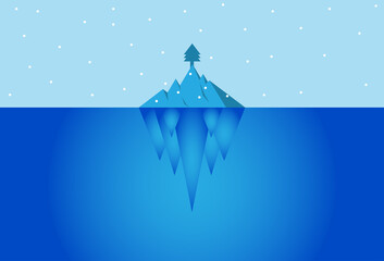 christmas tree on top of iceberg