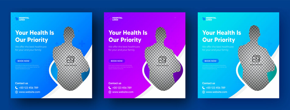 
Medical healthcare Flyer template social media post or Instagram post, web banner, vector design template