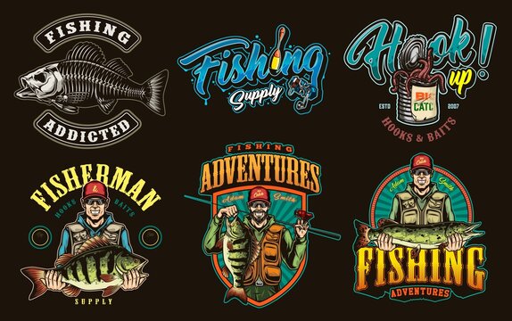 Colorful vintage fishing prints