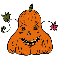 Autumn Pumpkin Evil Jack Fall Vector Cartoon Illustration