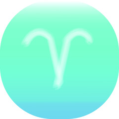 Zodiac sign Aries on a light blue background . Zodiac background with a gradient. White Zodiac sign. Vector illustration