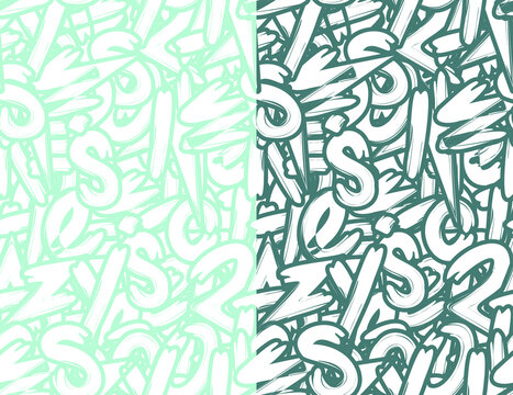 Fototapeta Vector graffiti seamless pattern. Seamless pattern with letters. Seamless pattern for wallpaper and textile.