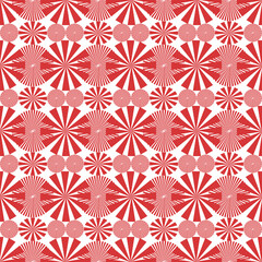 Seamless abstract graphic of red triangles concatenated into spheres that are stacked ,overlapping,repeat on white background. Vector design creative for fabric, wrapping, textile, wallpaper, apparel 