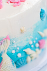 Mermaid themed 3 layer vanilla cake